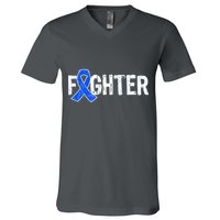 Fighter - Colon Cancer Awareness V-Neck T-Shirt