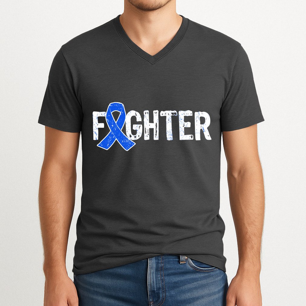 Fighter - Colon Cancer Awareness V-Neck T-Shirt