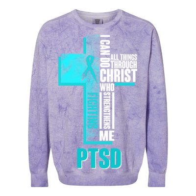 Fighting PTSD Awareness Cross Colorblast Crewneck Sweatshirt