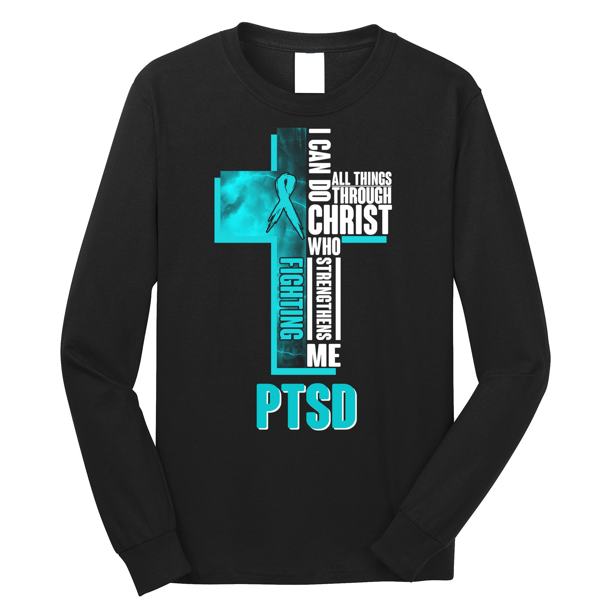 Fighting PTSD Awareness Cross Long Sleeve Shirt
