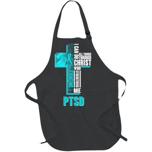 Fighting PTSD Awareness Cross Full-Length Apron With Pockets