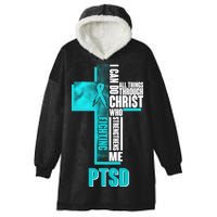 Fighting PTSD Awareness Cross Hooded Wearable Blanket