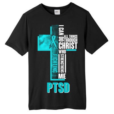 Fighting PTSD Awareness Cross Tall Fusion ChromaSoft Performance T-Shirt