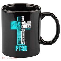Fighting PTSD Awareness Cross 11oz C Handle Ceramic Mug