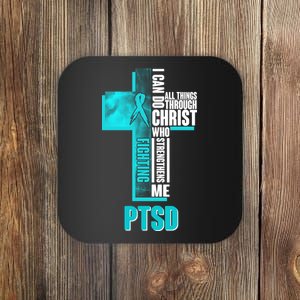 Fighting PTSD Awareness Cross Coaster