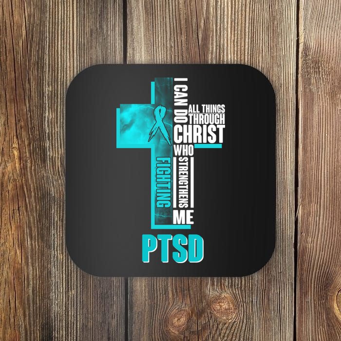 Fighting PTSD Awareness Cross Coaster