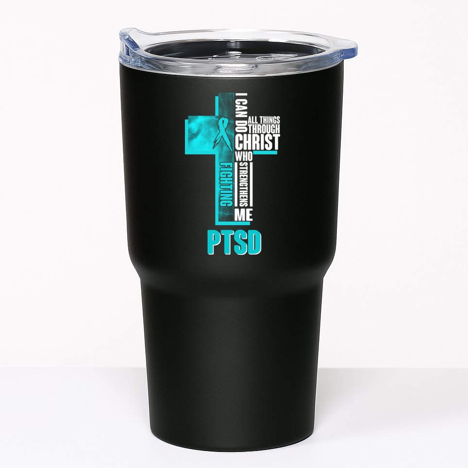 Fighting PTSD Awareness Cross Tumbler