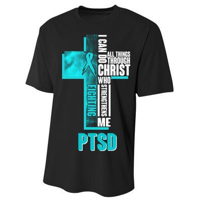 Fighting PTSD Awareness Cross Performance Sprint T-Shirt