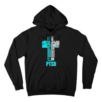 Fighting PTSD Awareness Cross Tall Hoodie