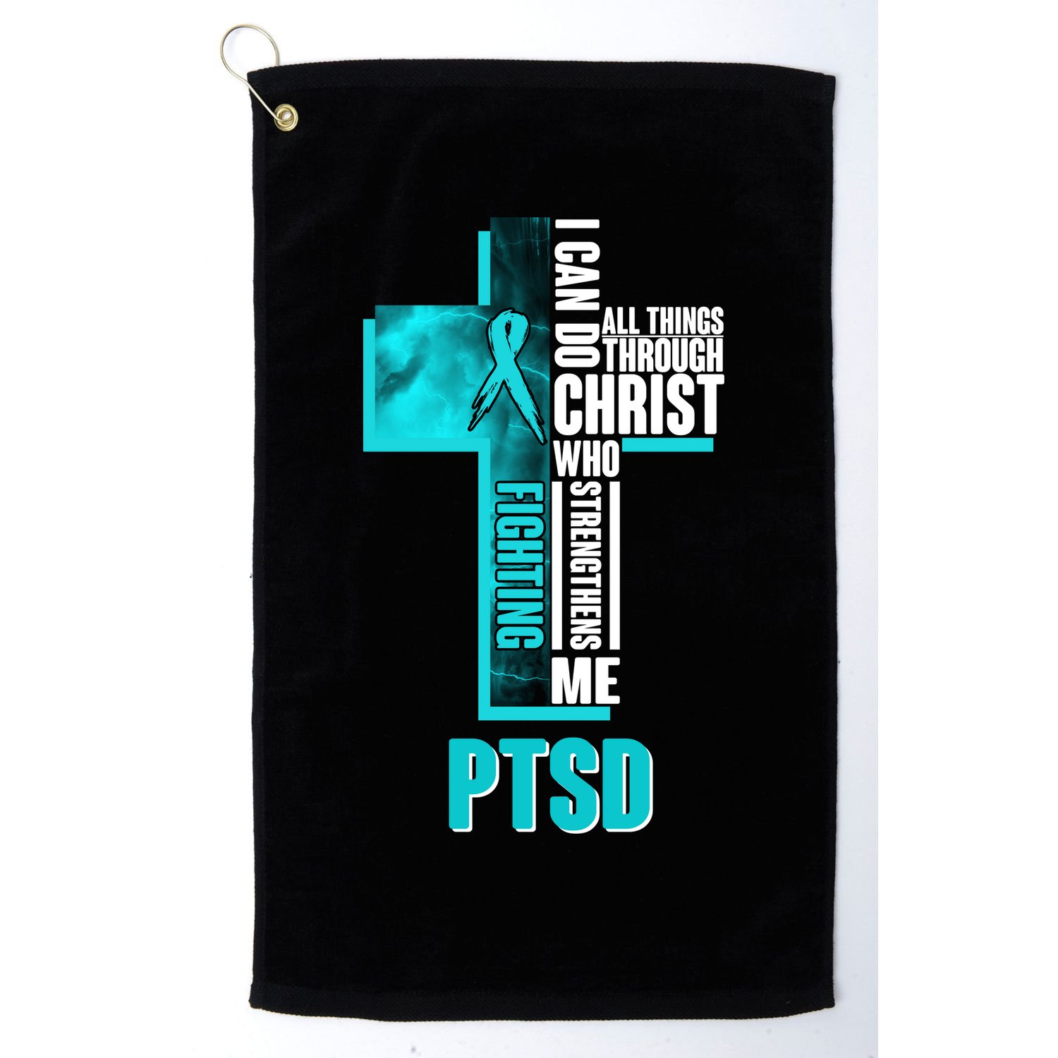 Fighting PTSD Awareness Cross Golf Towel