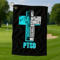 Fighting PTSD Awareness Cross Golf Towel