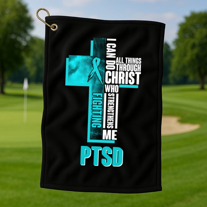 Fighting PTSD Awareness Cross Golf Towel