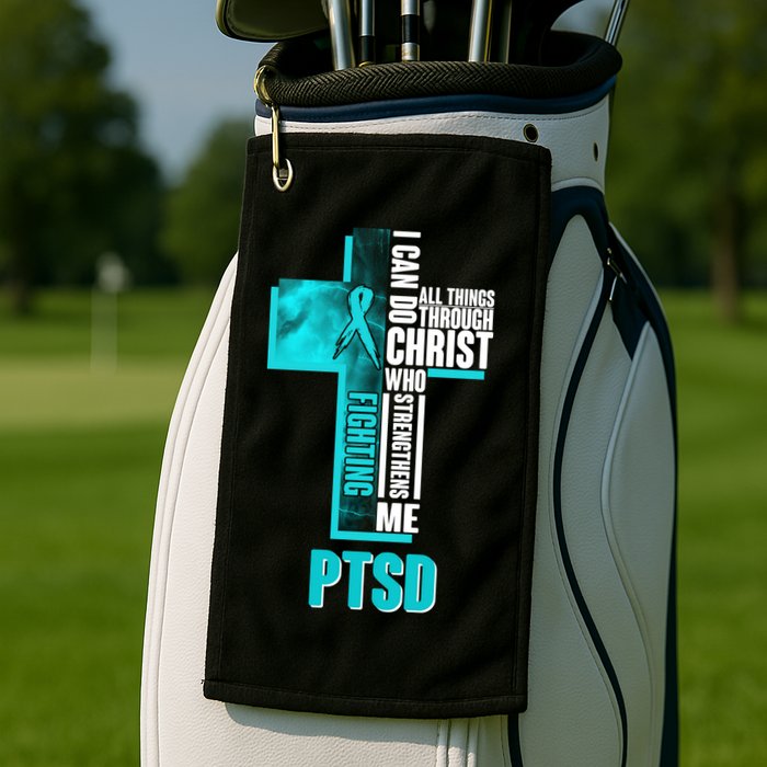 Fighting PTSD Awareness Cross Golf Towel