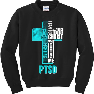 Fighting PTSD Awareness Cross Kids Sweatshirt