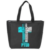 Fighting PTSD Awareness Cross Zip Tote Bag