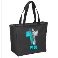 Fighting PTSD Awareness Cross Zip Tote Bag