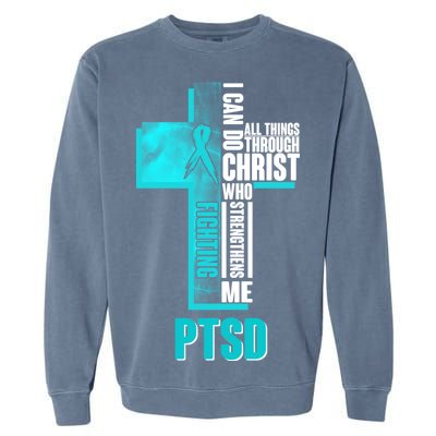 Fighting PTSD Awareness Cross Garment-Dyed Sweatshirt