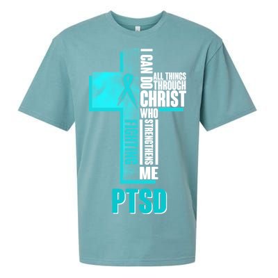 Fighting PTSD Awareness Cross Sueded Cloud Jersey T-Shirt