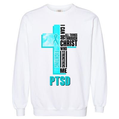 Fighting PTSD Awareness Cross Garment-Dyed Sweatshirt