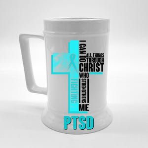 Fighting PTSD Awareness Cross Beer Stein