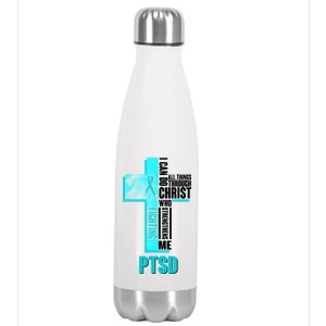 Fighting PTSD Awareness Cross Stainless Steel Insulated Water Bottle