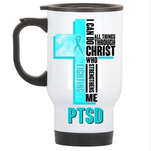 Fighting PTSD Awareness Cross Stainless Steel Travel Mug