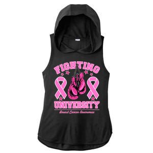 Fighting University Breast Cancer Awareness Boxing Fight Ladies PosiCharge Tri-Blend Wicking Draft Hoodie Tank