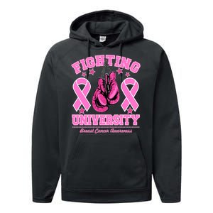 Fighting University Breast Cancer Awareness Boxing Fight Performance Fleece Hoodie