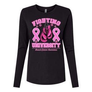 Fighting University Breast Cancer Awareness Boxing Fight Womens Cotton Relaxed Long Sleeve T-Shirt