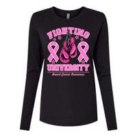 Fighting University Breast Cancer Awareness Boxing Fight Womens Cotton Relaxed Long Sleeve T-Shirt