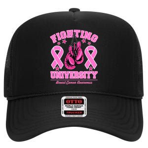 Fighting University Breast Cancer Awareness Boxing Fight High Crown Mesh Back Trucker Hat