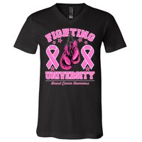 Fighting University Breast Cancer Awareness Boxing Fight V-Neck T-Shirt