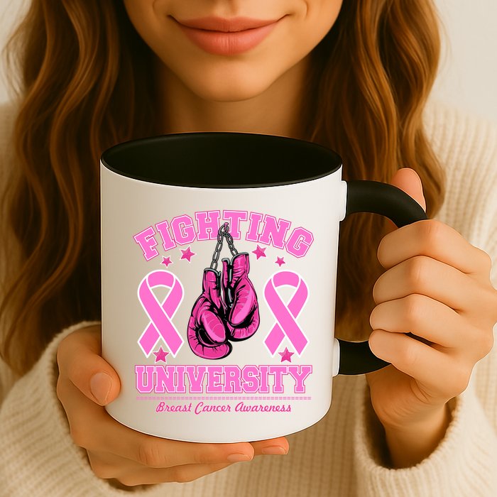 Fighting University Breast Cancer Awareness Boxing Fight Mug