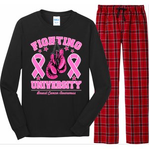 Fighting University Breast Cancer Awareness Boxing Fight Long Sleeve Pajama Set