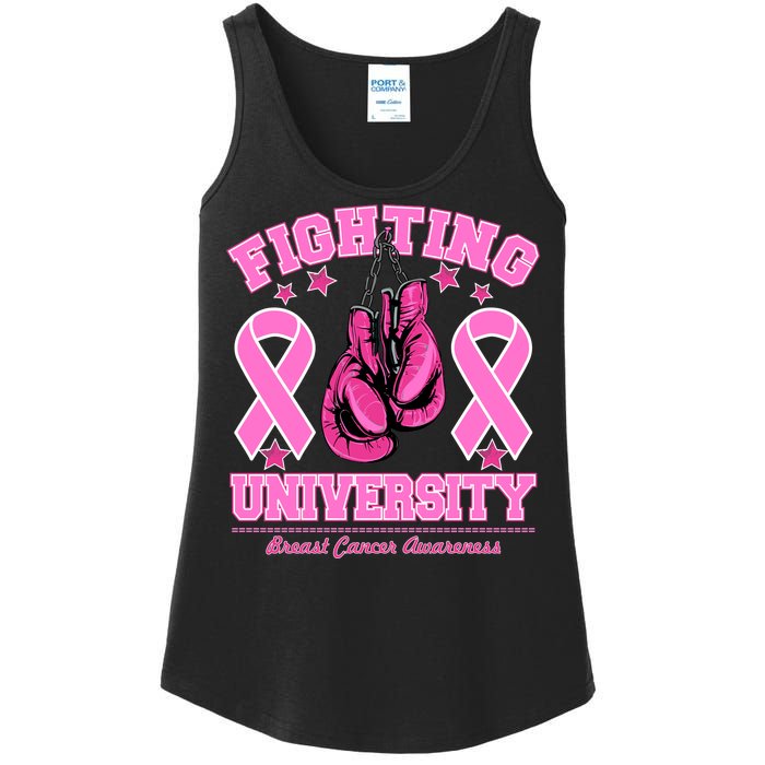 Fighting University Breast Cancer Awareness Boxing Fight Ladies Essential Tank