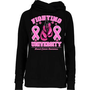 Fighting University Breast Cancer Awareness Boxing Fight Womens Funnel Neck Pullover Hood