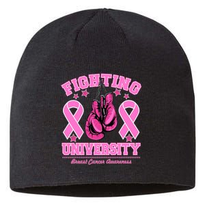 Fighting University Breast Cancer Awareness Boxing Fight Sustainable Beanie