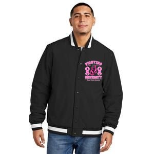 Fighting University Breast Cancer Awareness Boxing Fight Insulated Varsity Jacket