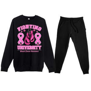 Fighting University Breast Cancer Awareness Boxing Fight Premium Crewneck Sweatsuit Set