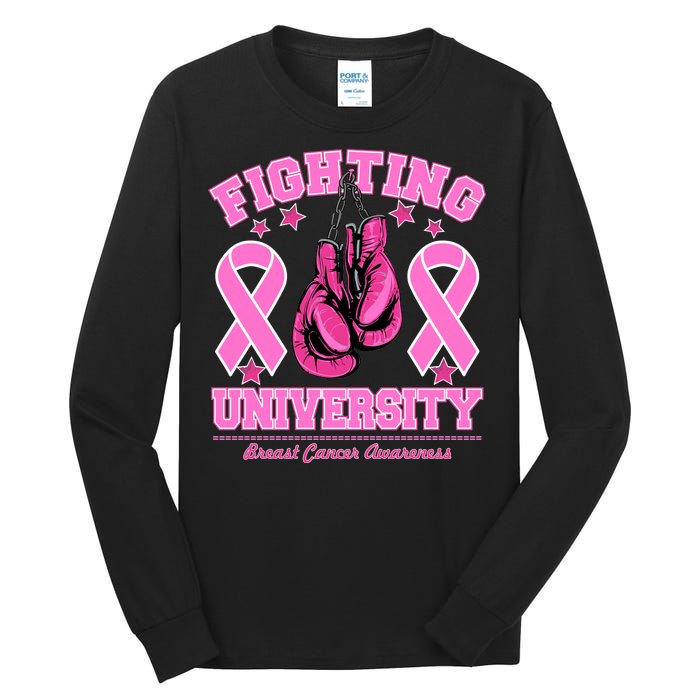 Fighting University Breast Cancer Awareness Boxing Fight Tall Long Sleeve T-Shirt