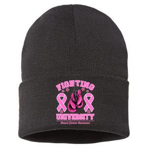 Fighting University Breast Cancer Awareness Boxing Fight Sustainable Knit Beanie