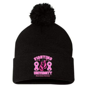 Fighting University Breast Cancer Awareness Boxing Fight Pom Pom 12in Knit Beanie