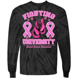 Fighting University Breast Cancer Awareness Boxing Fight Tie-Dye Long Sleeve Shirt