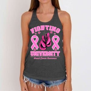 Fighting University Breast Cancer Awareness Boxing Fight Women's Knotted Racerback Tank