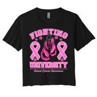 Fighting University Breast Cancer Awareness Boxing Fight Women's Crop Top Tee