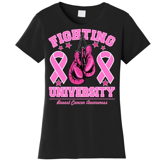 Fighting University Breast Cancer Awareness Boxing Fight Women's T-Shirt