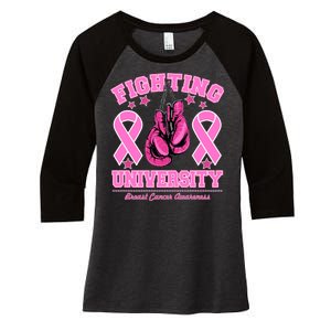 Fighting University Breast Cancer Awareness Boxing Fight Women's Tri-Blend 3/4-Sleeve Raglan Shirt