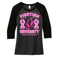 Fighting University Breast Cancer Awareness Boxing Fight Women's Tri-Blend 3/4-Sleeve Raglan Shirt