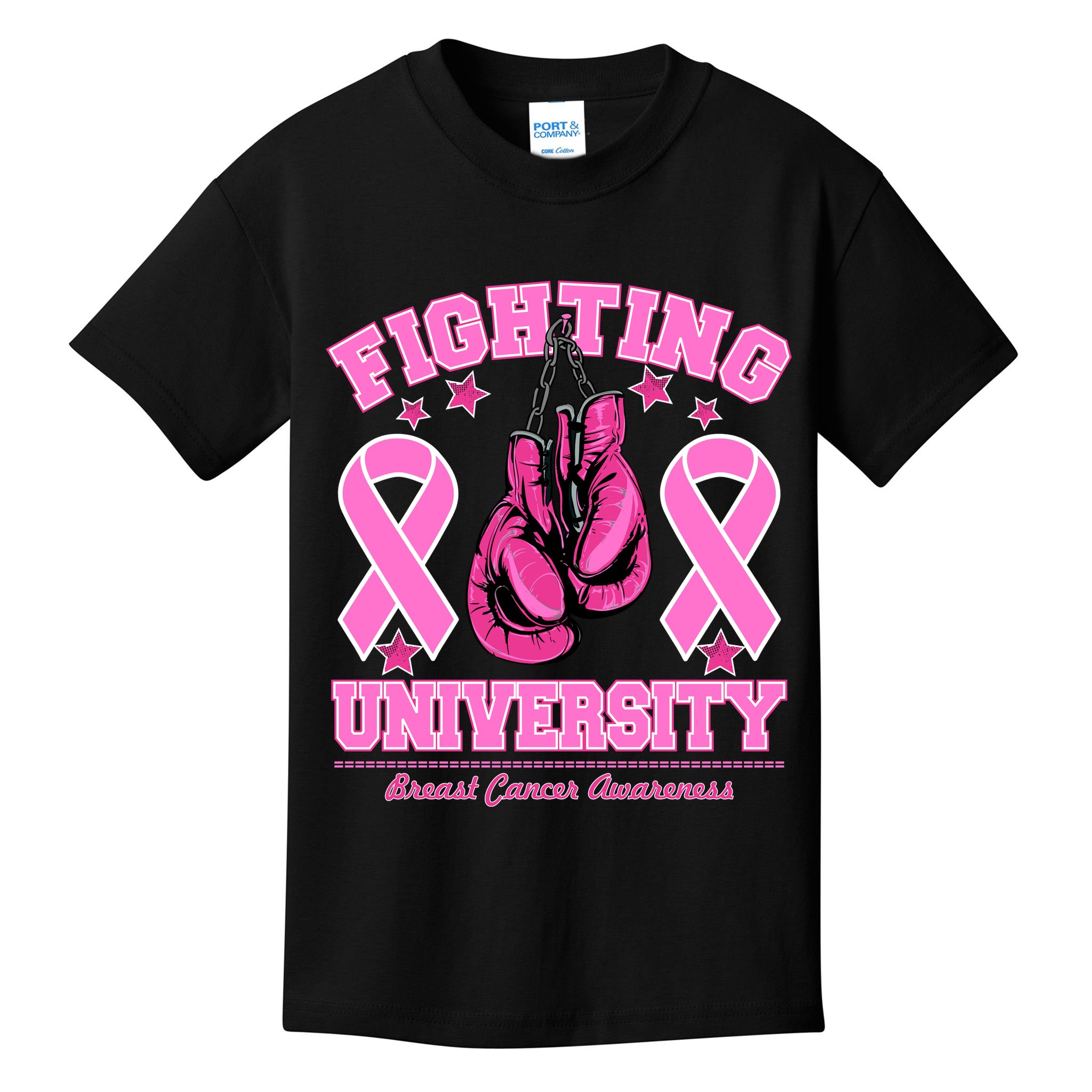 Fighting University Breast Cancer Awareness Boxing Fight Kids T-Shirt