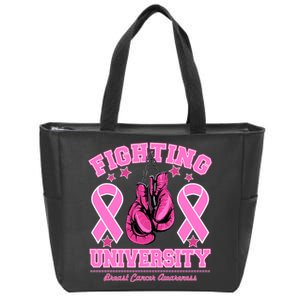 Fighting University Breast Cancer Awareness Boxing Fight Zip Tote Bag